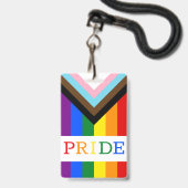 LGBTQ & Pride - Rainbow Progress Flag Badge (Achterkant met lanyard)