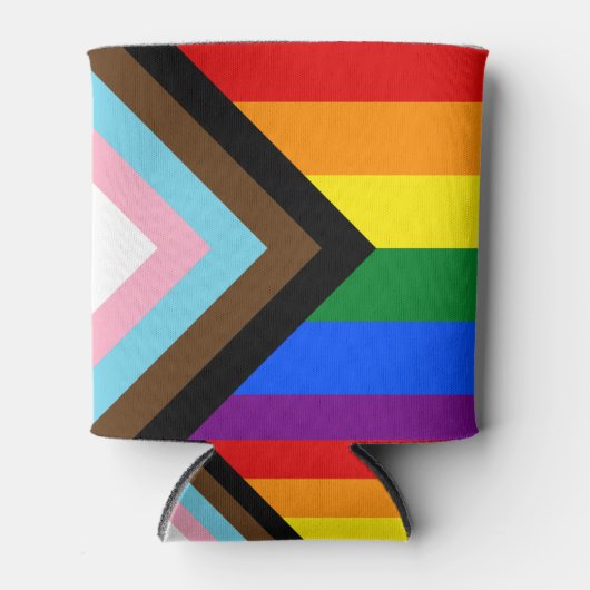 LGBTQ & Pride - Rainbow Progress Flag Blikjeskoeler (Voorkant)