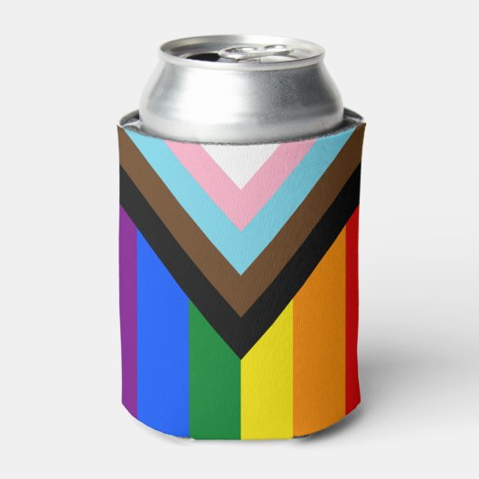 LGBTQ & Pride - Rainbow Progress Flag Blikjeskoeler (Blikje Voorkant)