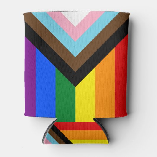 LGBTQ & Pride - Rainbow Progress Flag Blikjeskoeler (Voorkant)