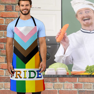 LGBTQ & Pride - Rainbow Progress Flag Chef's Schort