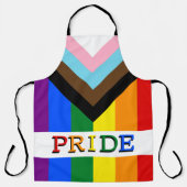 LGBTQ & Pride - Rainbow Progress Flag Chef's Schort (Voorkant)