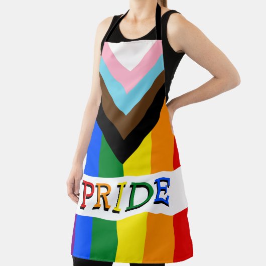 LGBTQ & Pride - Rainbow Progress Flag Chef's Schort (Insitu)