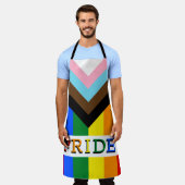 LGBTQ & Pride - Rainbow Progress Flag Chef's Schort (Gedragen)