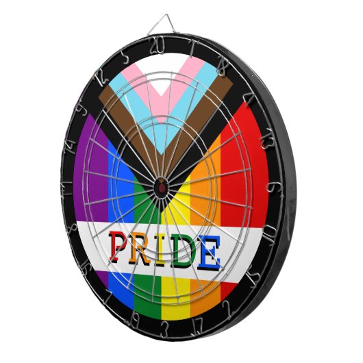 LGBTQ & Pride - Rainbow Progress Flag Dartbord (Voorkant Rechts)