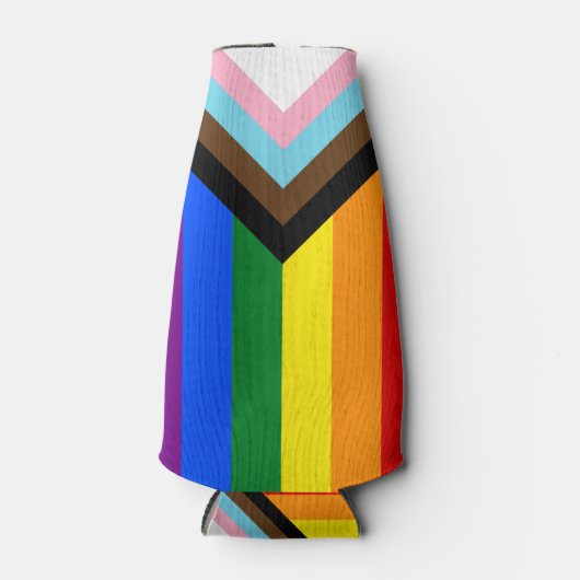 LGBTQ & Pride - Rainbow Progress Flag Flesjeskoeler (Voorkant)