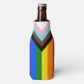 LGBTQ & Pride - Rainbow Progress Flag Flesjeskoeler (Fles Voorkant)