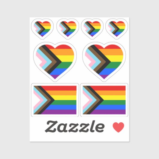 LGBTQ & Pride - Rainbow Progress Flag /Heart vinyl Sticker (Vel)