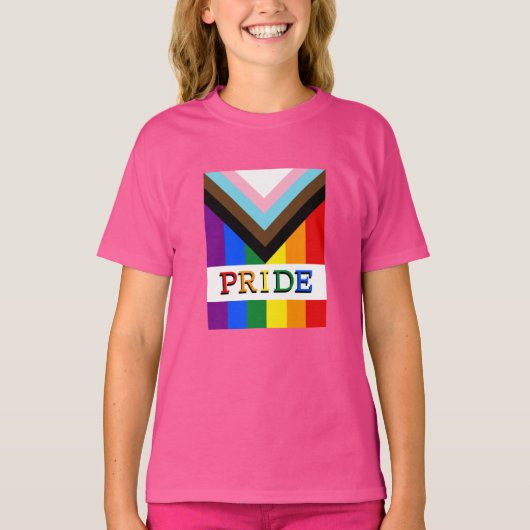 LGBTQ & Pride - Rainbow Progress Flag Kinder T-shirt (Voorkant)