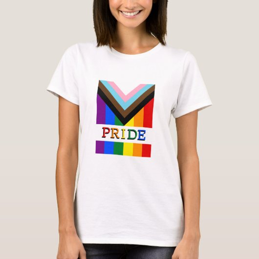 LGBTQ & Pride - Rainbow Progress Flag Lady mode T-shirt (Voorkant)