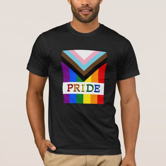 LGBTQ & Pride - Rainbow Progress Flag mode T-shirt (Voorkant)