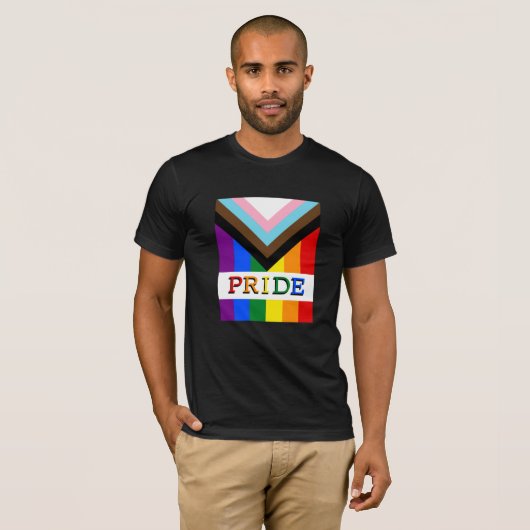 LGBTQ & Pride - Rainbow Progress Flag mode T-shirt (Voorkant volledig)
