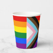 LGBTQ & Pride - Rainbow Progress Flag Papieren Bekers (Rechts)