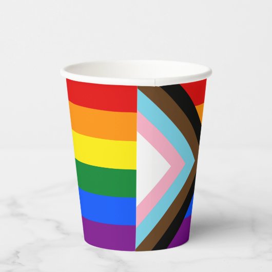 LGBTQ & Pride - Rainbow Progress Flag Papieren Bekers (Rechts)