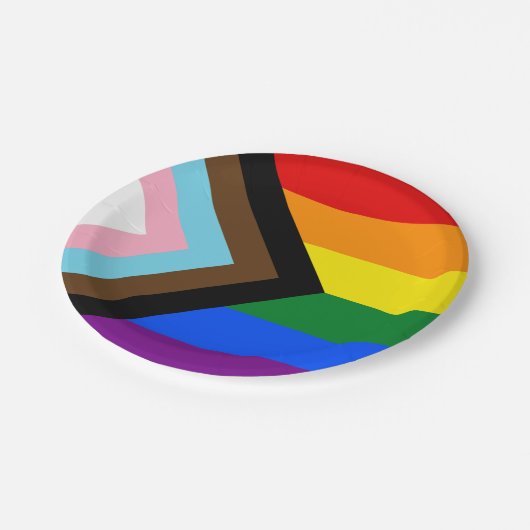 LGBTQ & Pride - Rainbow Progress Flag Papieren Bordje (Gekanteld)