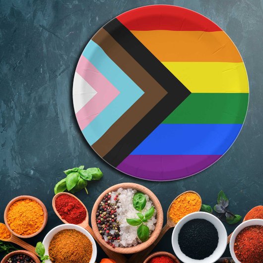 LGBTQ & Pride - Rainbow Progress Flag Papieren Bordje