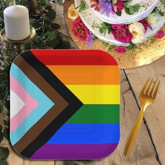 LGBTQ & Pride - Rainbow Progress Flag Papieren Bordje
