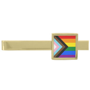 LGBTQ & Pride - Rainbow Progress Flag Vergulde Dasspeld