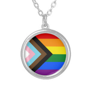 LGBTQ & Pride - Rainbow Progress Flag Zilver Vergulden Ketting