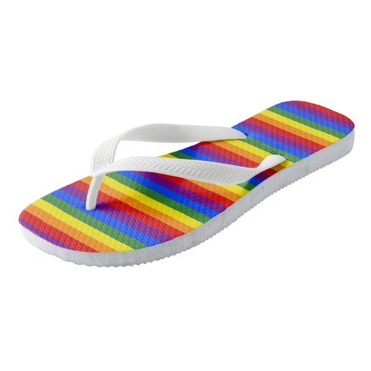 LGBTQ Pride Rainbow Stripe Pattern Teenslippers (Schuin)