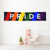 LGBTQ PRIDE Rainbow Stripes op Navy Blue Spandoek (Insitu)