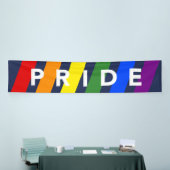 LGBTQ PRIDE Rainbow Stripes op Navy Blue Spandoek (Beurs)