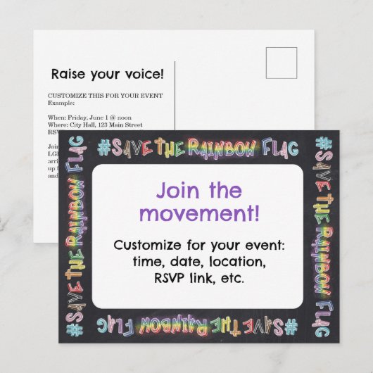 LGBTQ+ Pride Rally uitnodiging #SaveTheRainbowFlag (Voorkant / Achterkant)
