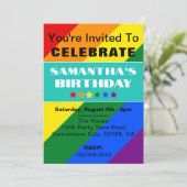 LGBTQ Pride Regenboog Kleuren Verjaardag Uitnodigi Kaart (Staand voorkant)