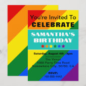 LGBTQ Pride Regenboog Kleuren Verjaardag Uitnodigi Kaart (Voorkant / Achterkant)