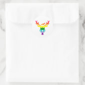 LGBTQ Pride Regenboog Knuffel Kerst Reindeer Ronde Sticker (Tas)