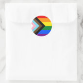 LGBTQ & Pride - Regenboog Progressie Vlag Ronde Sticker (Tas)