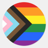 LGBTQ & Pride - Regenboog Progressie Vlag Ronde Sticker (Voorkant)