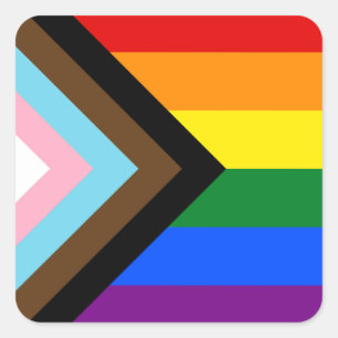 LGBTQ & Pride - Regenboog Vooruitgangs Vlag Sticke Vierkante Sticker