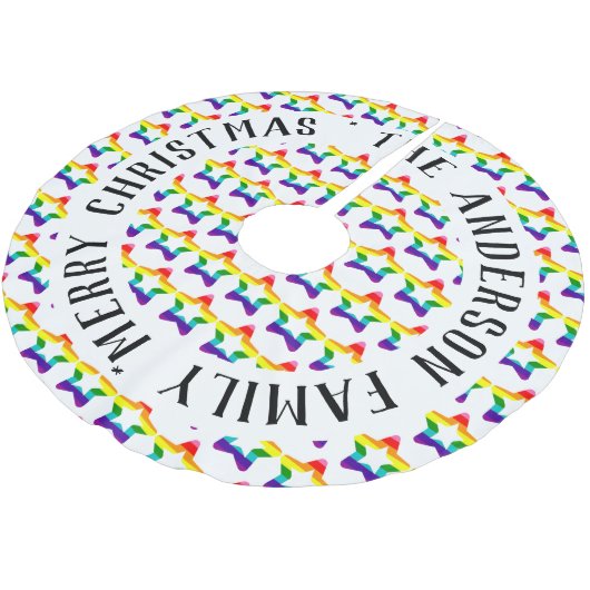 LGBTQ Pride regenboogkleurige kerststerren penseel Kerstboom Rok (Gekanteld)
