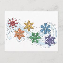 LGBTQ Pride regenboogkleurige wintersneeuwvlokken Briefkaart