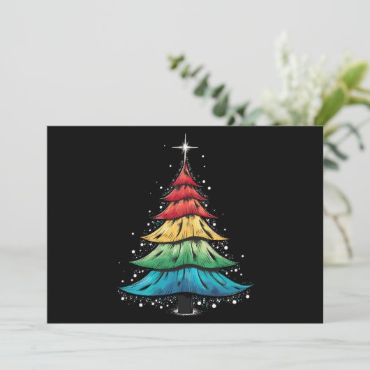 LGBTQ Pride Regenboogvlag Gay Kerstboom Geschenken Feestdagenkaart (Staand voorkant)