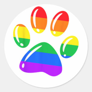 LGBTQ Pride Shirt Rainbow Dog Paw Pride Maand LGBT Ronde Sticker