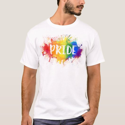 LGBTQ Pride Splash Waterverf Rainbow-Shirt T-shirt (Voorkant)