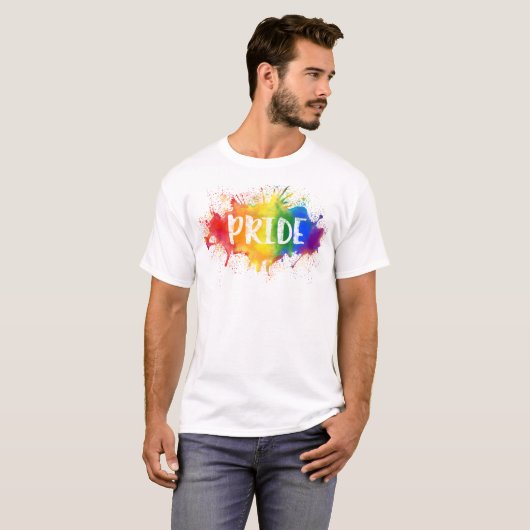LGBTQ Pride Splash Waterverf Rainbow-Shirt T-shirt (Voorkant volledig)