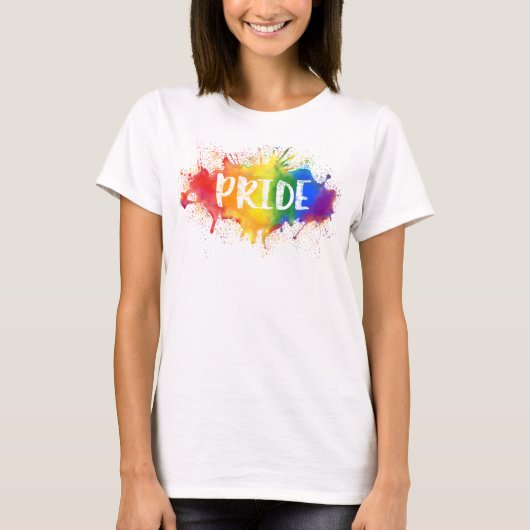 LGBTQ Pride Splash Waterverf Rainbow-T-shirt T-shirt (Voorkant)