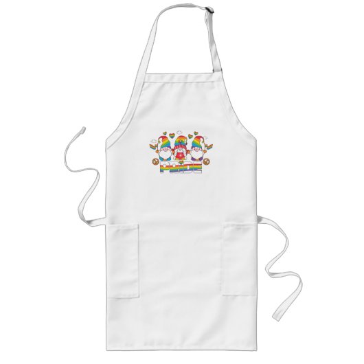 LGBTQ - Pride - Tuinkabouter - Regenboogkleur Lang Schort (Voorkant)