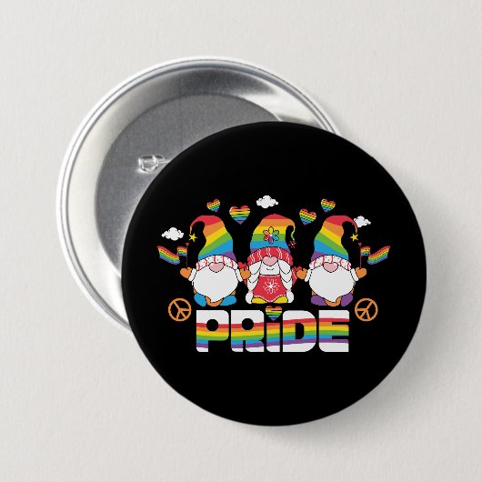 LGBTQ - Pride - Tuinkabouter - Regenboogkleur Ronde Button 7,6 Cm (Voorkant /achterkant)