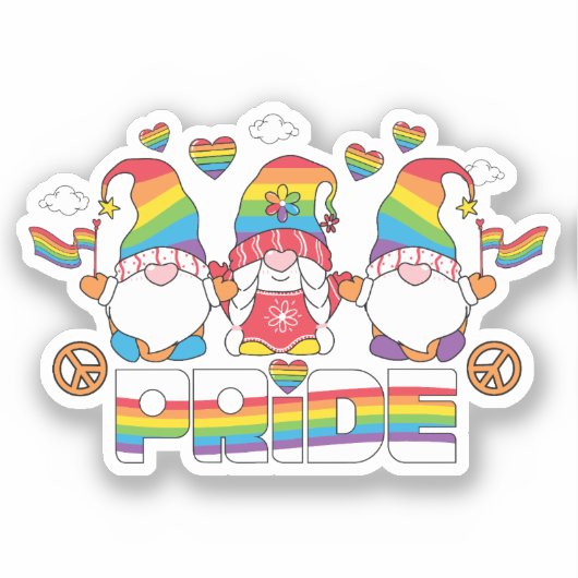 LGBTQ - Pride - Tuinkabouter - Regenboogkleur Sticker (Voorkant)