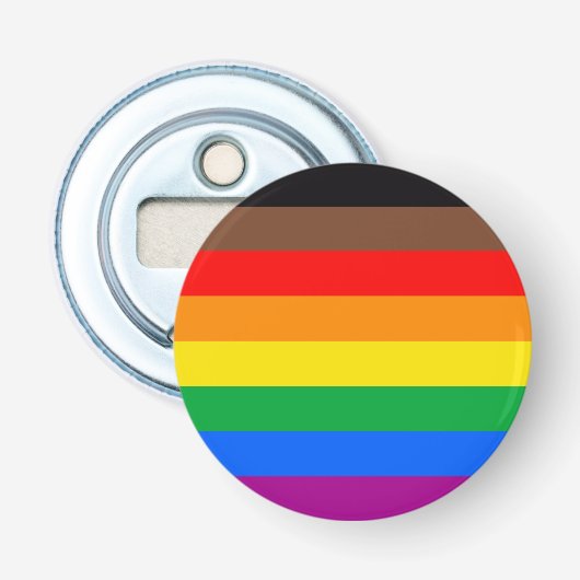LGBTQ Pride-vlag (8 Strepen) Button Flesopener (Voorkant)