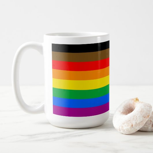 LGBTQ Pride vlag (8 strepen) Koffiemok (Met donut)