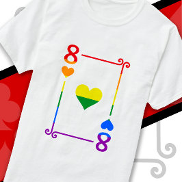 LGBTQ Pride Vlag Speelkaarten Acht Kaart 8 Harten T-shirt