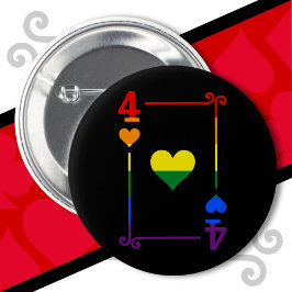 LGBTQ Pride Vlag Speelkaarten Vier Harten Ronde Button 5,7 Cm