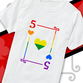 LGBTQ Pride Vlag Speelkaarten Vijf Kaarten 5 Harte T-shirt