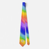 LGBTQ Pride Waterverf Rainbow Gold Monogram Stropdas (Voorkant)