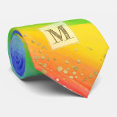 LGBTQ Pride Waterverf Rainbow Gold Monogram Stropdas (Opgerold)